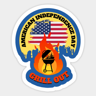 American independence day with flag and bbq grill out night Sticker